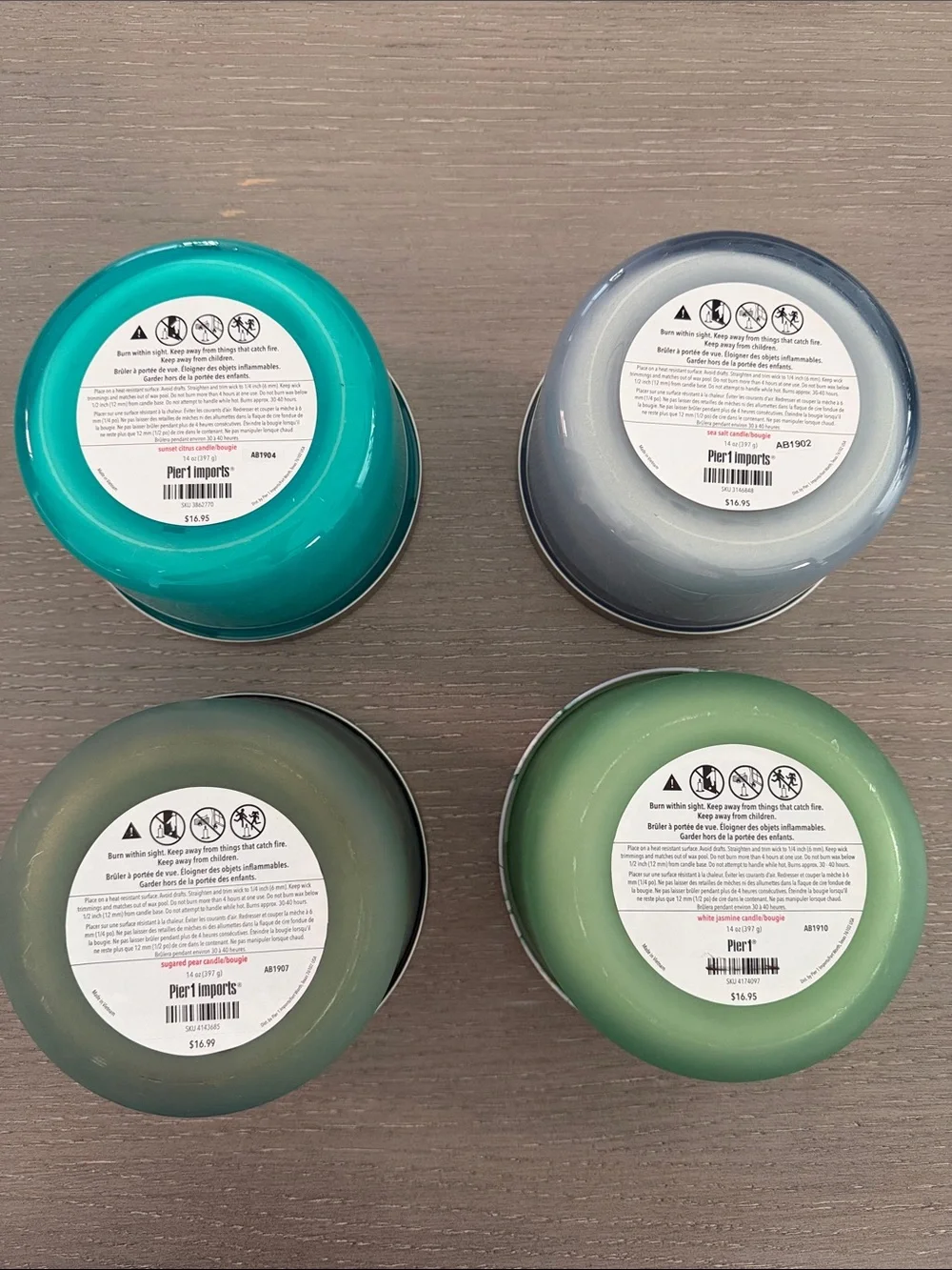 Pier 1 lot of 4 scented Candles 3 wick brand new